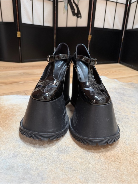 Burberry Shoes - Burberry Black Patent Platform Mary Jane Wedge Shoes